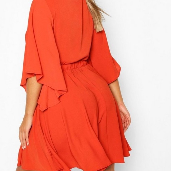 Rust Plus Kimono Sleeve Woven Skater Dress - Picture 2 of 2
